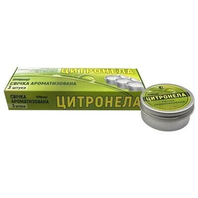 Свічка ароматизована Киш-Комар! Цитронела 80 г, 3 шт
