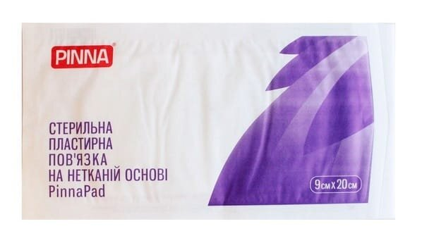 Пов'язка пластирна PinnaPad 9 см х 20 см на нетканій основі, стерильна