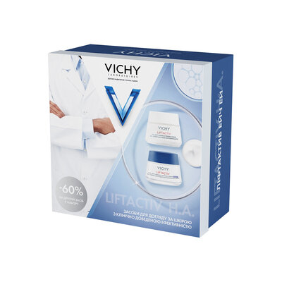 Набір для обличчя Vichy 2025 Liftactiv H.A. (денний крем 50 мл + нічний крем 50 мл) -60% на другий засіб у наборі