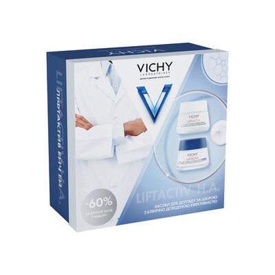 Набір для обличчя Vichy 2025 Liftactiv H.A. (денний крем 50 мл + нічний крем 50 мл) -60% на другий засіб у наборі
