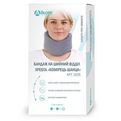 Бандаж на шийний відділ Алком 3006 шина Шанца 12 см, сірого кольору, розмір 4