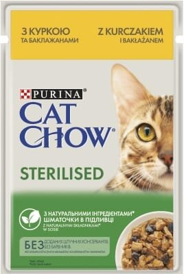 Корм вологий для дорослих стерилізованих кішок Purina Cat Chow Sterilised з куркою і баклажанами, 85 г
