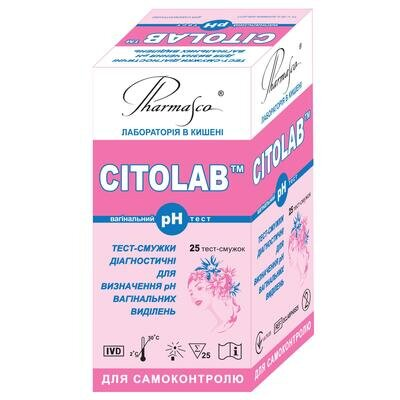 Тест-смужки Citolab pH для визначення pH вагінальних виділень, 25 штук