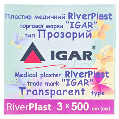 Пластир медичний IGAR RiverPlast тип Прозорий на полімерній основі (поліетилен) 3 см х 500 см, 1 штука