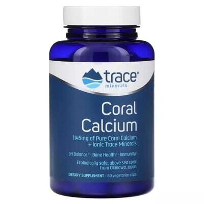 Кораловий кальцій та культові мікроелементи Trace Minerals Coral Calcium + Iconic Trace Minerals, 60 вегетаріанських капсул