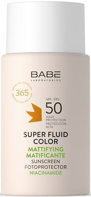 Сонцезахисний супер флюїд Babe Laboratorios SPF50 ВВ матуючий з тонуючим ефектом для всіх типів шкіри, 50 мл