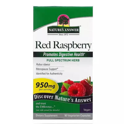 Червона малина Nature's Answer Red Raspberry 950 мг, 90 вегетарианских капсул
