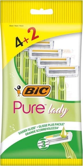 Набір бритв без змінних картриджів Bic Pure 3 Lady, 4+2 шт