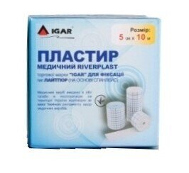 Пластир медичний IGAR RiverPlast тип Лайтпор на нетканій основі (спанлейс) для фіксації 5 см х 10 м, 1 штука