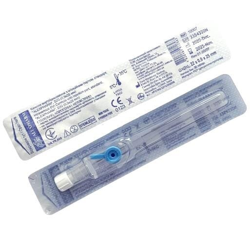 Канюля внутрішньовенна Alexpharm, 22G, блакитна, 1 штука