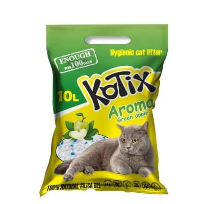 Наповнювач для котячого туалету Kotix Green Apple силікагелевий поглинаючий, 10 л (3,5 кг)