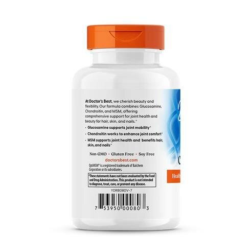 Глюкозамін хондроїтин МСМ Doctor's Best Glucosamine Chondroitin MSM with OptiMSM, 120 вегетаріанських капсул