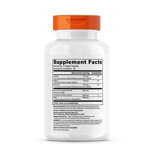 Глюкозамін хондроїтин МСМ Doctor's Best Glucosamine Chondroitin MSM with OptiMSM, 120 вегетаріанських капсул