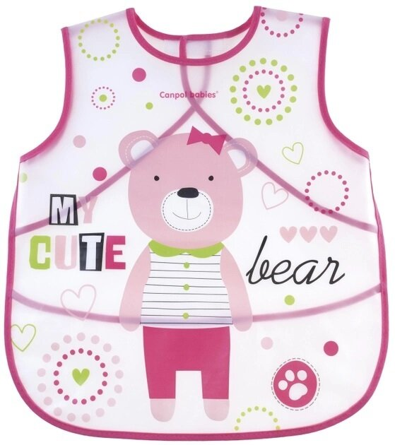 Слюнявчик Canpol babies Puppets, пластмасовий, м'який, рожевий, 9/236_pin
