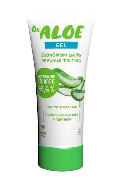 Гель для обличчя та тіла Dr. Aloe з натуральним соком Алое 99,6% зволожуючий, 200 мл