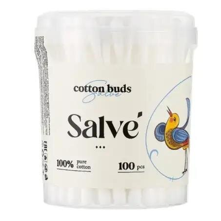 Ватні палички Salve у круглій коробці, 100 штук