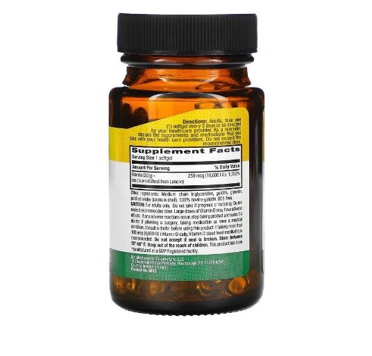 Вітамін Д3 Country Life Vitamin D3 Високоефективний 250 мкг 10000 МО, 60 капсул