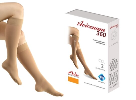 Гольфи компресійні Avicenum 360 клас компресії 2, закритий носок, normal, колір бежевий, розмір L