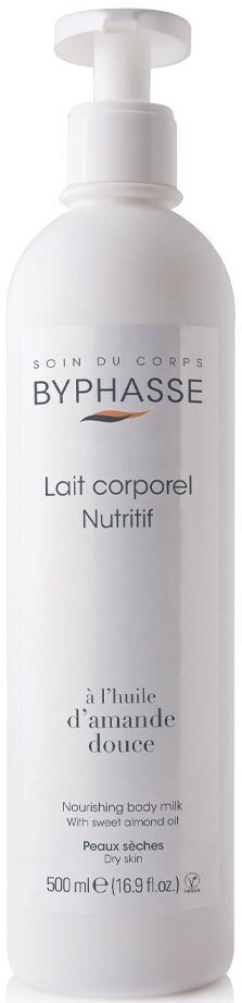 Молочко для тіла Byphasse Nourishing зволожуюче з олією мигдалю, помпа, 500 мл