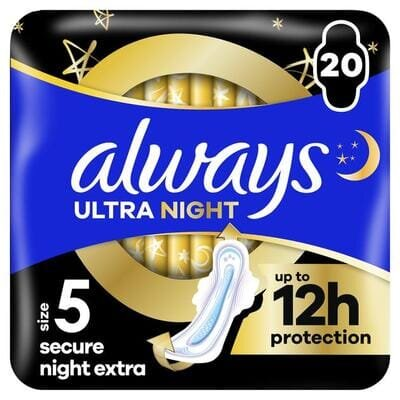 Прокладки гігієнічні Always Ultra Secure Night Extra, 7 крапель, 5 розмір, 20 шт