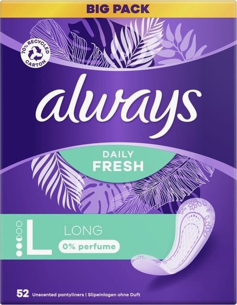Прокладки щоденні Always Daily Fresh Long без запаху, 52 штук