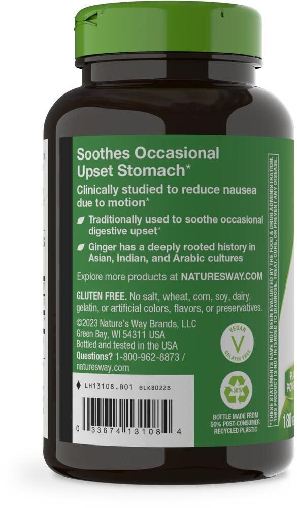 Імбиру корінь Nature's Way Ginger Root, 180 вегетаріанських капсул