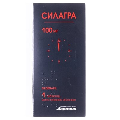 Силагра таблетки, в/плів. обол. по 100 мг №1 (1х1)