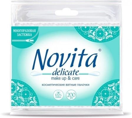 Ватні палички Novita Delicate в пакеті, 200 штук