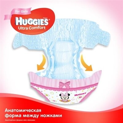 Підгузки дитячі Huggies Ultra Comfort для дівчаток розмір 3, 5-9 кг, 80 штук