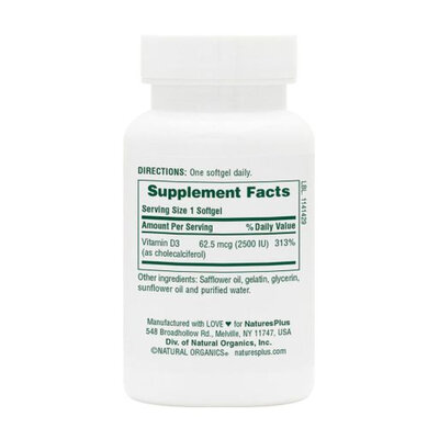 Вітамін Д3 Nature's Plus Vitamin D3 2500 МО, 90 гелевих капсул