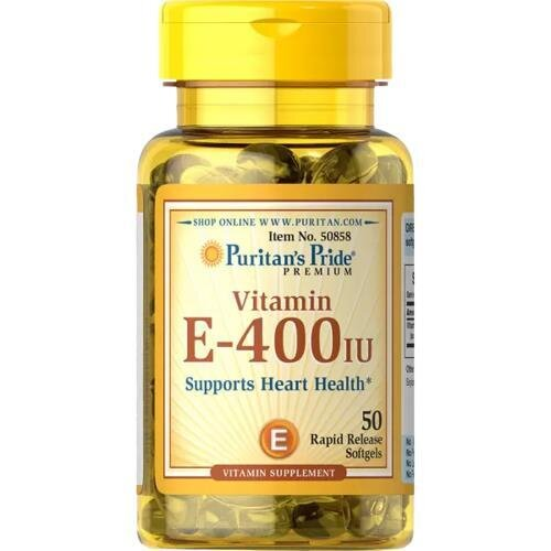 Вітамін Е Puritan's Pride Vitamin E-400 IU (180 мг), 50 гелевих капсул