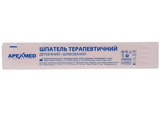 Шпатель терапевтичний Apexmed дерев'яний, шліфований, стерильний, 1 штука
