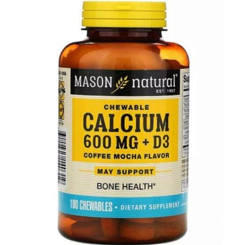 Вітамінно-мінеральний комплекс Mason Natural Chewables Calcium 600 Plus Vitamin D3 кава-мокко, 100 таблеток