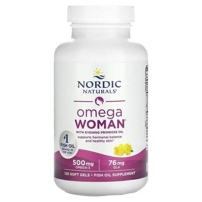 Омега-3 та вечірня примула для жінок Nordic Naturals Omega With Evening Primrose лимон, 120 капсул