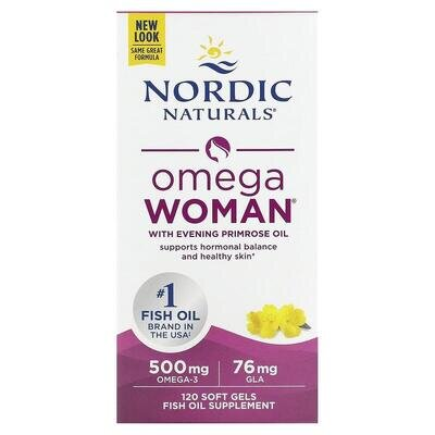 Омега-3 та вечірня примула для жінок Nordic Naturals Omega With Evening Primrose лимон, 120 капсул