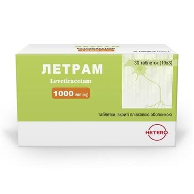 Летрам таблетки, в/плів. обол. по 1000 мг №30 (10х3)
