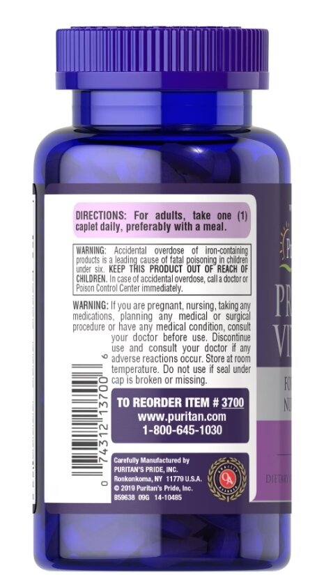 Вітаміни для вагітних Puritan's Pride Prenatal Vitamins, 100 каплет