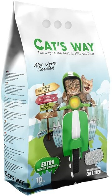 Наповнювач для котячого туалету Cat's Way бентонітовий, зелені гранули, алое вера, 10 л