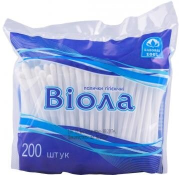 Ватні палички Віола у пакеті, 200 штук
