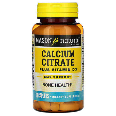 Кальція цитрат + Вітамін D3 Mason Natural Calcium Citrate Plus Vitamin D3, 60 капсул