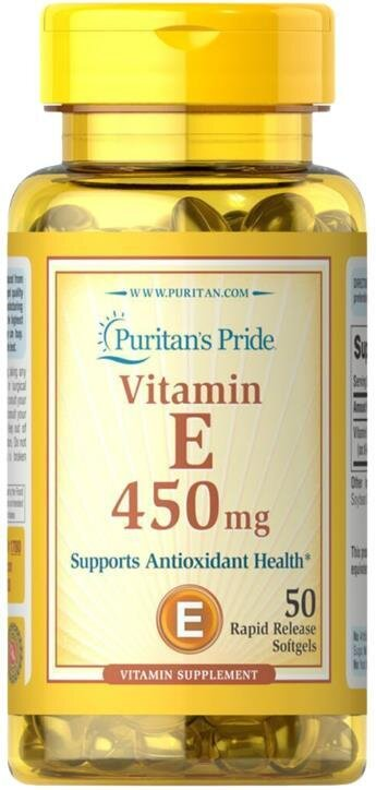 Вітамін Е Puritan's Pride Vitamin E 1000 IU 450 мг, 50 капсул