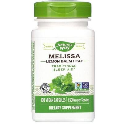 Меліса Nature's Way Melissa 1500 мг лимонний бальзам, 100 капсул