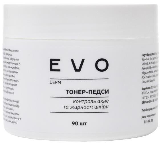 Тонер-педси EVO derm для контролю акне та жирності шкіри, 90 шт