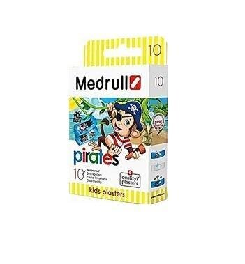 Пластир бактерицидний Medrull Pirates на полімерній основі, дитячий, розміром 2,5 см х 5,7 см, 10 штук
