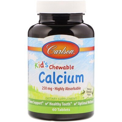 Кальцій жувальний Carlson Labs Kid`s Chewable Calcium 250 mg таблетки №60