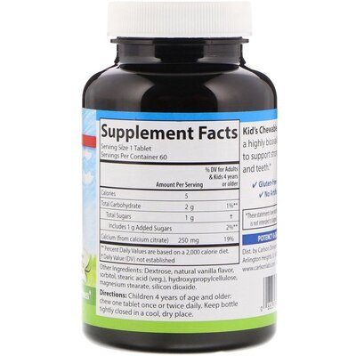 Кальцій жувальний Carlson Labs Kid`s Chewable Calcium 250 mg таблетки №60