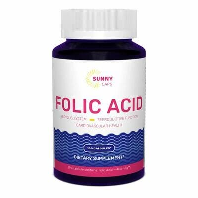 Фолієва кислота Sunny Caps Folic Acid 400 мкг, 100 капсул