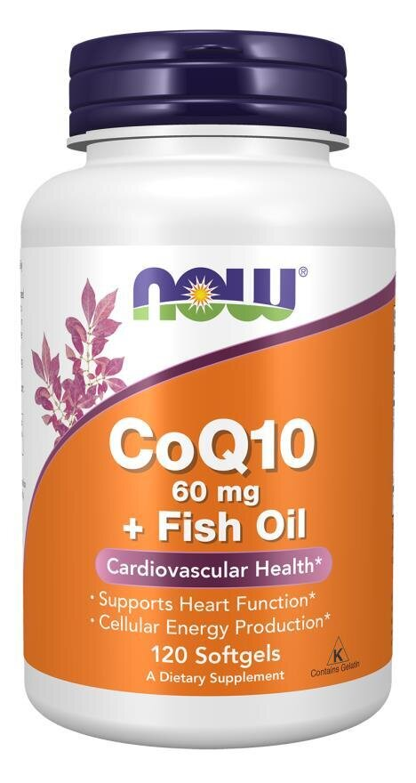 Коензим Q10 та риб'ячий жир NOW CoQ10 60 mg + Fish Oil м'які капсули №120