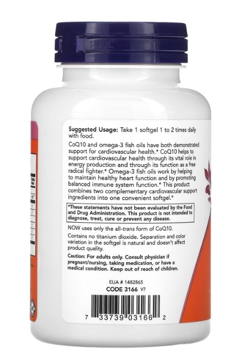 Коензим Q10 та риб'ячий жир NOW CoQ10 60 mg + Fish Oil м'які капсули №120