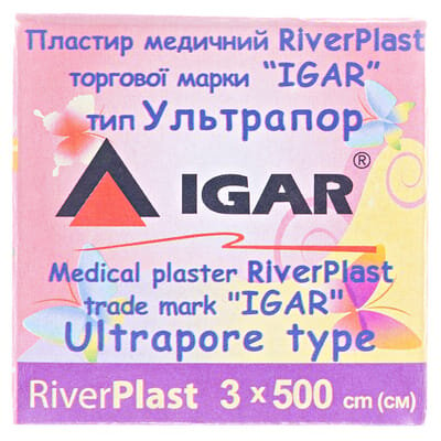 Пластир медичний IGAR RiverPlast тип Ультрапор на нетканій основі 3 см х 500 см, 1 штука